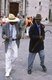 Cuba: Natty street dressers tap dancing in the Plaza de la Catedral, Old Havana